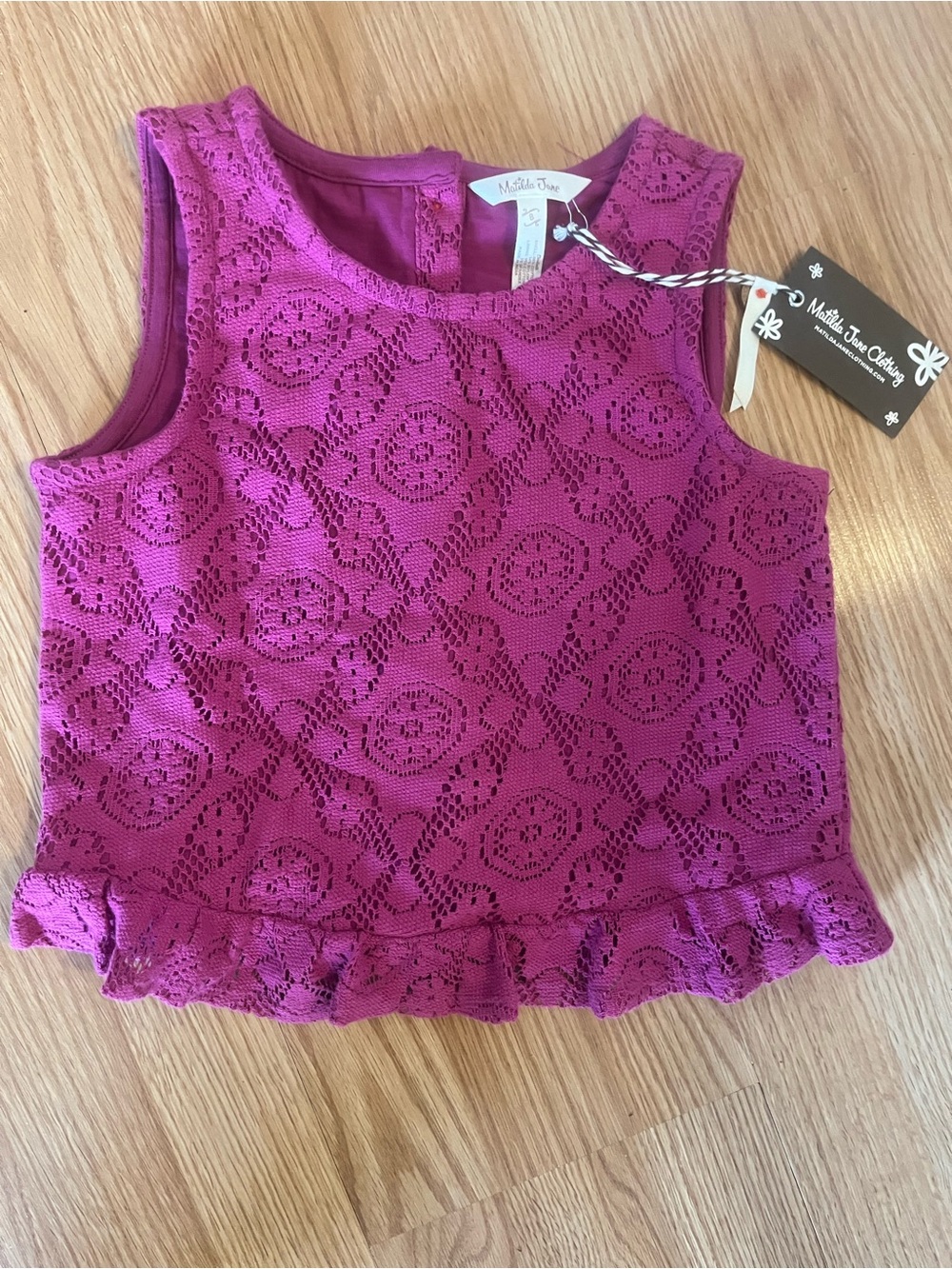 Matilda Jane Girl's Fuchsia Lace‎ Peplum Tank